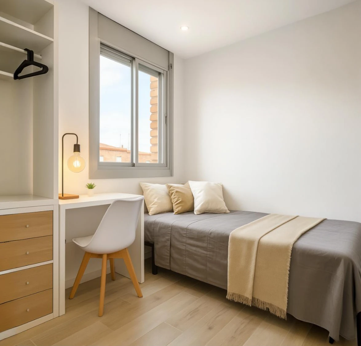 Habitación con baño privado con Cama grande 110cm y baño privado en Sabadell - Ref. Ideal estudiantes: baño privado y todo cerca