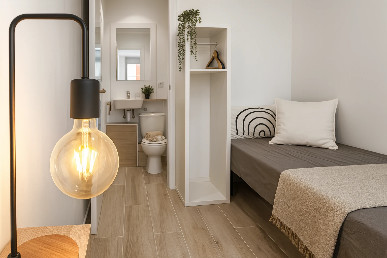 Habitación con baño privado con Cama grande 110cm y baño privado en Sabadell - Ref. Tu habitación privada cerca de la UAB – Confort y conexión total