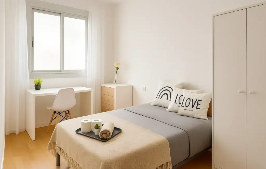 Espace calme avec salle de bain semi-privée et lit double – idéal si vous appréciez votre tranquillité