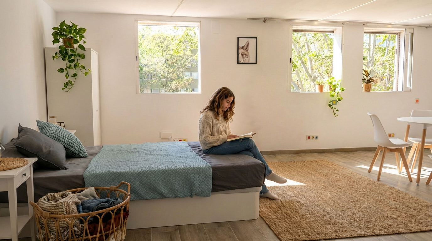 Estudio entero con Cama de matrimonio y baño completo en Badia del valles - Ref. Estudio reformado junto a la UAB, con aire acondicionado y conexión directa a Barcelona.