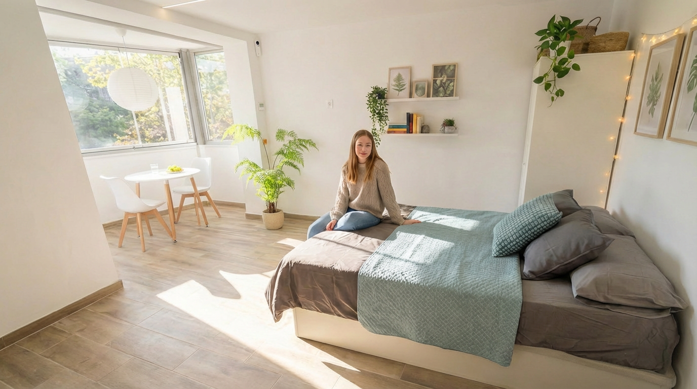 Estudio entero con Cama de matrimonio y baño completo en Badia del valles - Ref. Estudio reformado con aire acondicionado, a un paso de la UAB y bien conectado a Barcelona